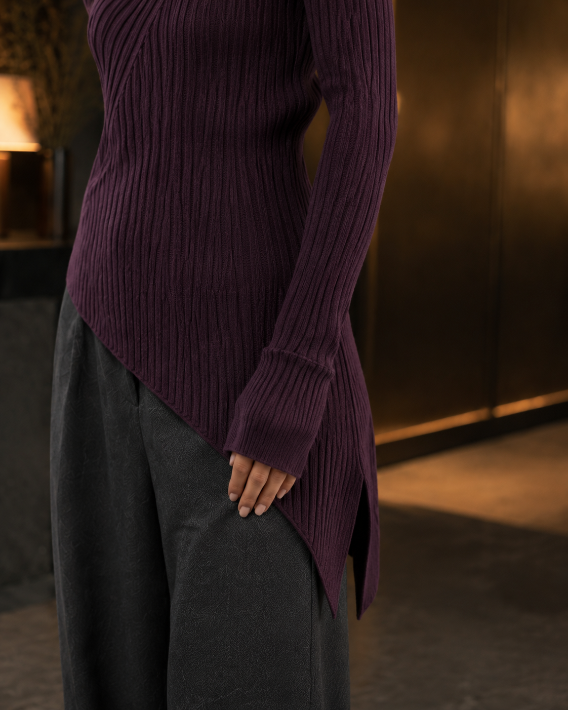 Vesper Asymmetric Rib Sweater