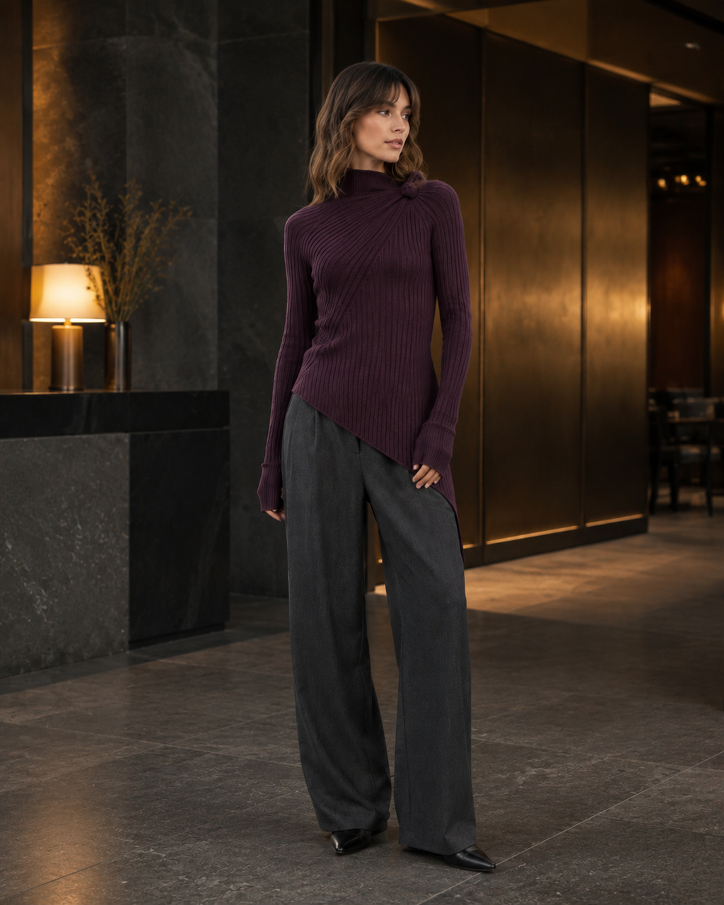 Vesper Asymmetric Rib Sweater